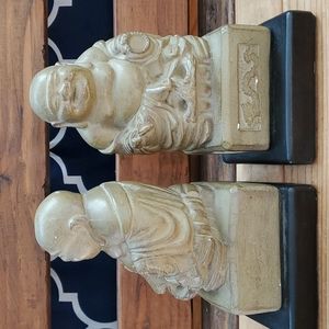 Vtg Chalkware Buddha bookends